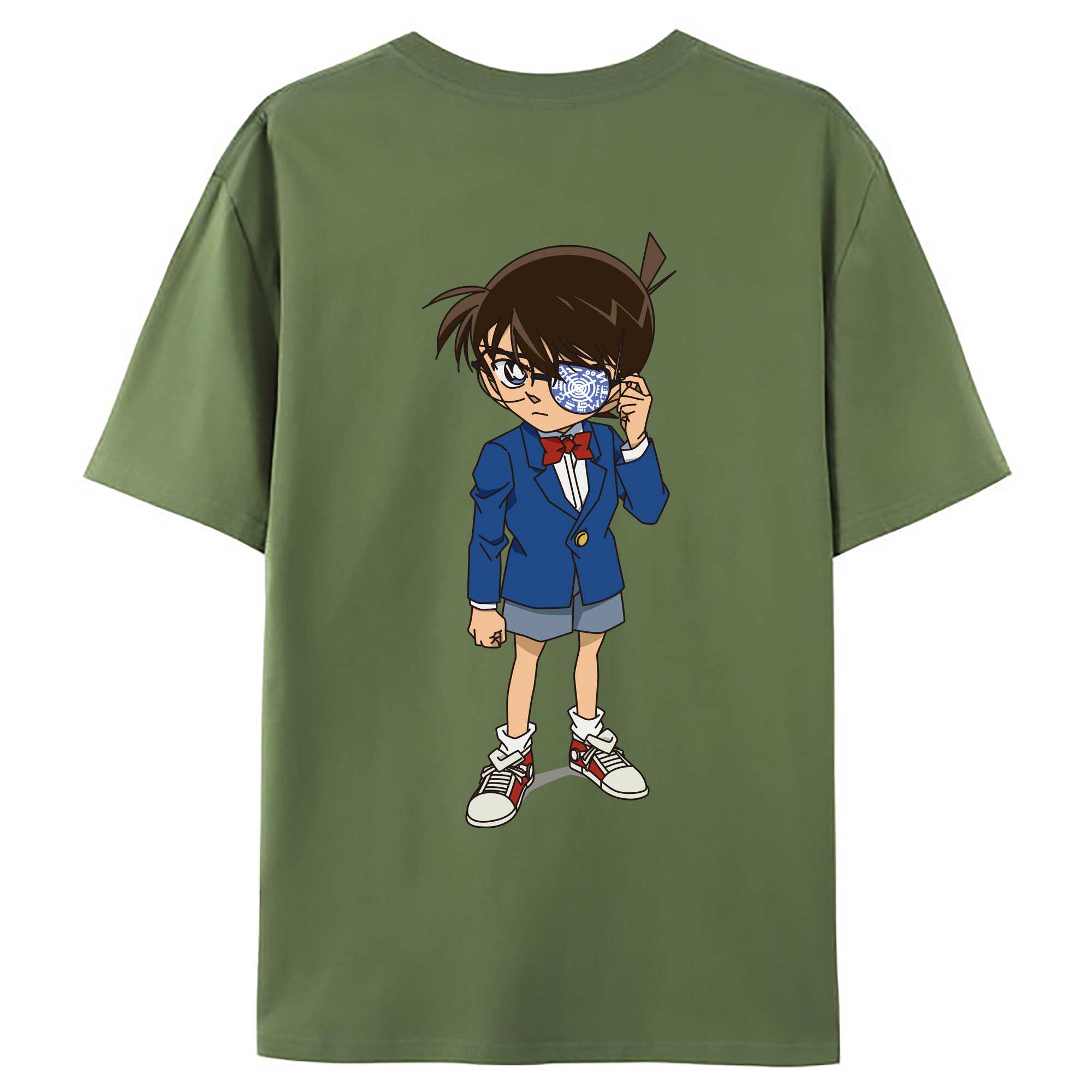 （画像用） 名探偵コナン 江戸川 コナン Detective Conan Conan Edogawa 綿100％ メンズ半袖Tシャツ（バックプリント） 通気性